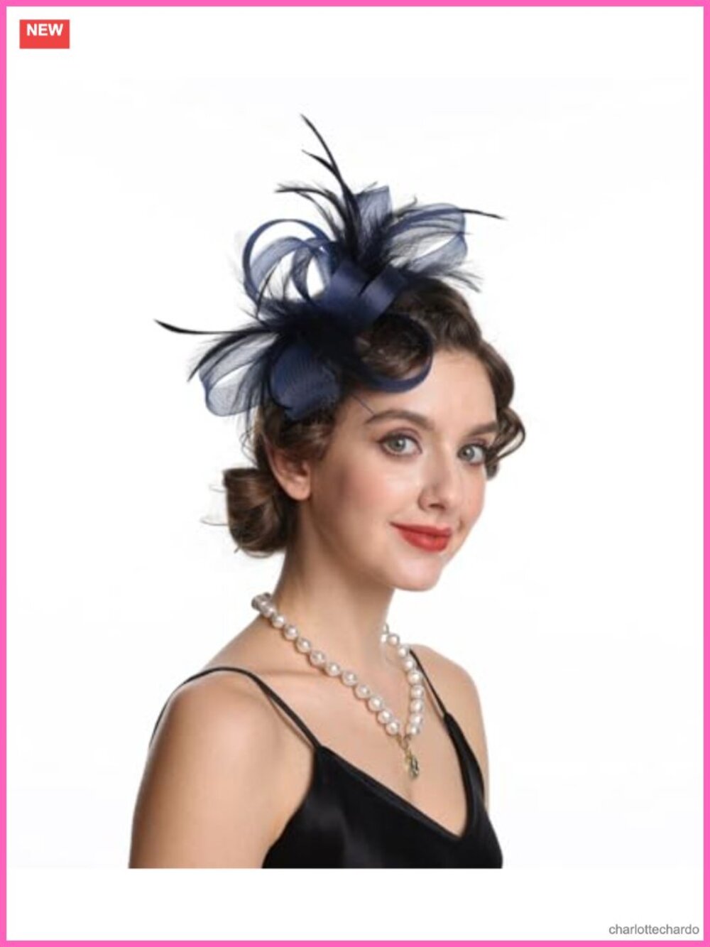 Fascinator Hat Mesh Ribbons Feathers Headband Clip Tea Party Headwear